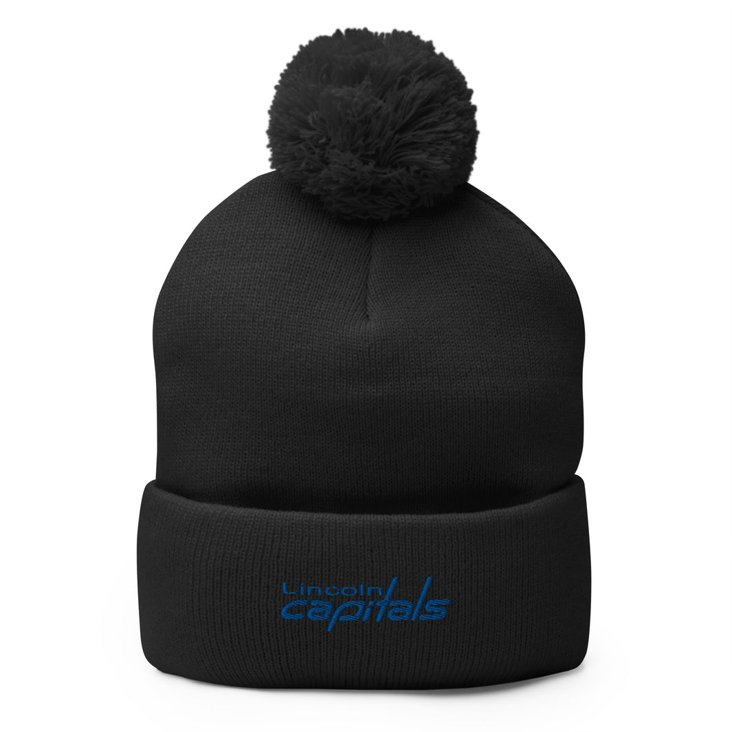 Embroidered Logo Pom-Pom Beanie